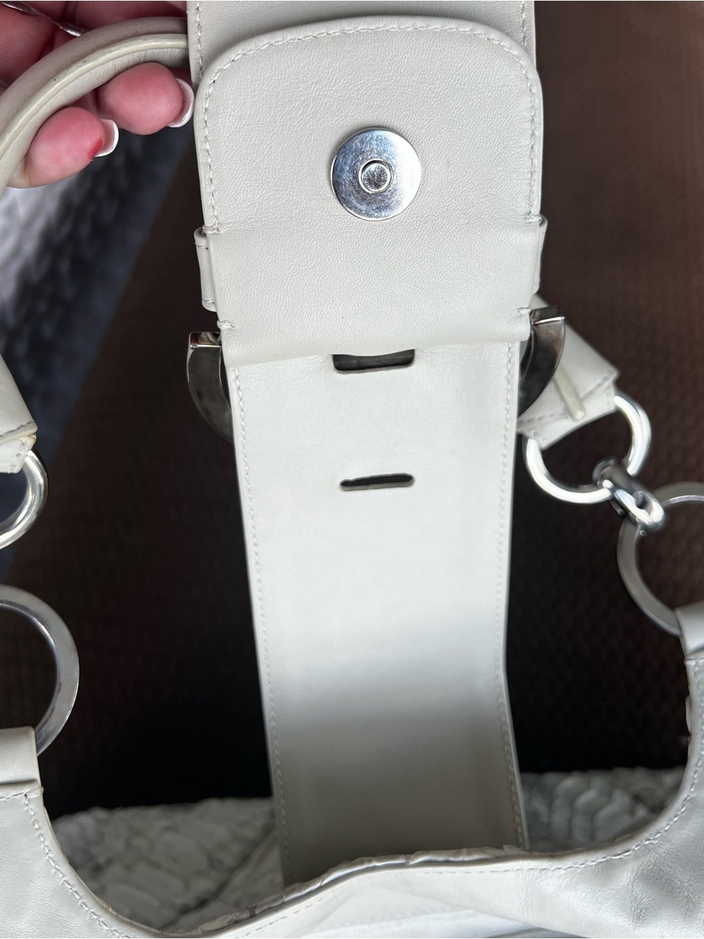 Textured Crocodile Shoulder Bag with Silver Detail - Picture 7 of 8